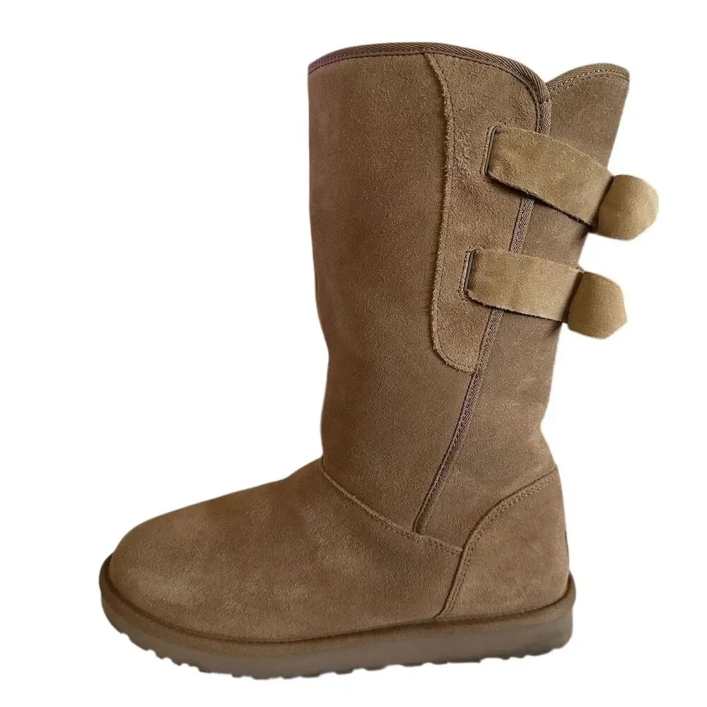 UGG Women's Allegra Bow II‎ Brown Suede Boots with Bow Detail Size 7